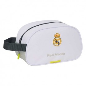 SAFTA REAL MADRID NECESER DE 5L PORTATODO - ADAPTABLE A CARRO - ASA DE MANO - CIERRE DE CREMALLERA - 26X15X12CM - BLANCO Y NEGRO