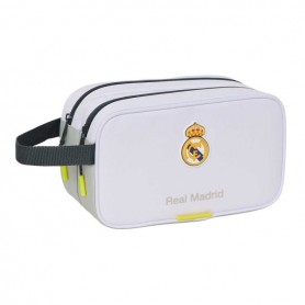 SAFTA REAL MADRID NECESER DE 5L PORTATODO - 2 COMPARTIMENTOS - ASA DE MANO - CIERRE DE CREMALLERA - 26X15X12.5CM - BLANCO Y NEGR