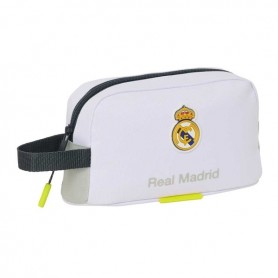 SAFTA REAL MADRID BOLSA ISOTERMICA PORTA ALIMENTOS DE 1.7L - ASA DE MANO - CIERRE DE CREMALLERA - 21.5X12X6.5CM - BLANCO Y NEGRO