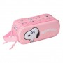 SAFTA SNOOPY ESTUCHE PORTATODO 3D DE 1L - 2 COMPARTIMENTOS - CIERRE DE CREMALLERA - ASA DE MANO - 21X8X6CM - ROSA PASTEL
