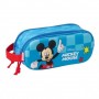 SAFTA MICKEY MOUSE ESTUCHE PORTATODO 3D DE 1L - 2 COMPARTIMENTOS - CIERRE DE CREMALLERA - ASA DE MANO - 21X8X6CM - ROJO Y AZUL