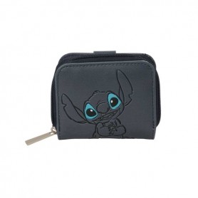 SAFTA STITCH GRAY MONEDERO CON BILLETERA - COMPARTIMENTO PARA BILLETES Y TARJETAS - CIERRE CON IMAN - COMPARTIMENTO PARA MONEDAS