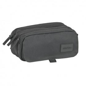SAFTA BASIC PORTATODO - 3 COMPARTIMENTOS CON CREMALLERAS - BOLSILLO FRONTAL - CINTA ADAPTABLE - 1.72L - 215X80X100MM - GRIS