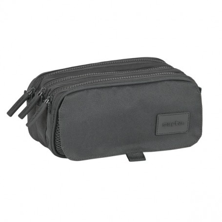 SAFTA BASIC PORTATODO - 3 COMPARTIMENTOS CON CREMALLERAS - BOLSILLO FRONTAL - CINTA ADAPTABLE - 1.72L - 215X80X100MM - GRIS
