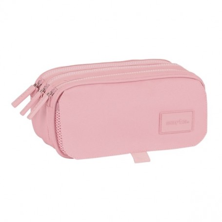 SAFTA BASIC PORTATODO - 3 COMPARTIMENTOS CON CREMALLERAS - BOLSILLO FRONTAL - CINTA ADAPTABLE - 1.72L - 215X80X100MM - ROSA