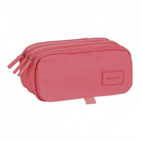 SAFTA BASIC PORTATODO - 3 COMPARTIMENTOS CON CREMALLERAS - BOLSILLO FRONTAL - CINTA ADAPTABLE - 1.72L - 215X80X100MM - ROSA