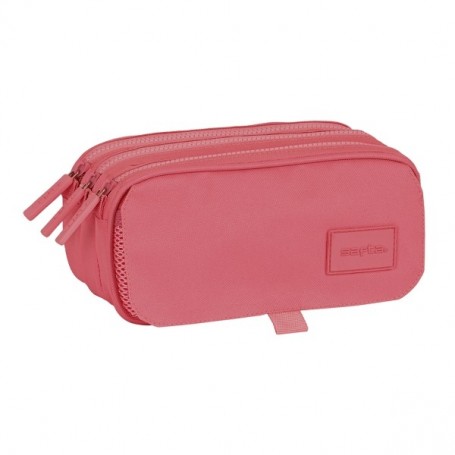 SAFTA BASIC PORTATODO - 3 COMPARTIMENTOS CON CREMALLERAS - BOLSILLO FRONTAL - CINTA ADAPTABLE - 1.72L - 215X80X100MM - ROSA