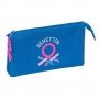 SAFTA BENETTON BASICS AZULINA PORTATODO - 3 COMPARTIMENTOS CON CREMALLERAS - BOLSILLO INTERIOR - 0.6L - 220X30X120MM - AZUL