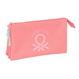 SAFTA BENETTON BASICS PORTATODO - 3 COMPARTIMENTOS CON CREMALLERAS - BOLSILLO INTERIOR - 0.6L - 220X30X120MM - CORAL
