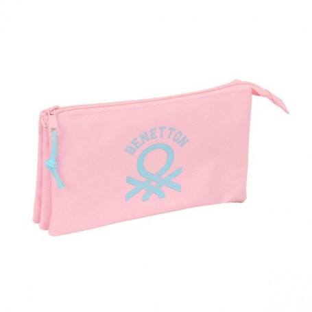 SAFTA BENETTON BASICS PORTATODO - 3 COMPARTIMENTOS CON CREMALLERAS - BOLSILLO INTERIOR - 0.6L - 220X30X120MM - ROSA PASTEL