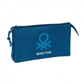 SAFTA BENETTON BASICS MARINO PORTATODO - 3 COMPARTIMENTOS CON CREMALLERAS - BOLSILLO INTERIOR - 0.6L - 220X30X120MM - AZUL OSCUR