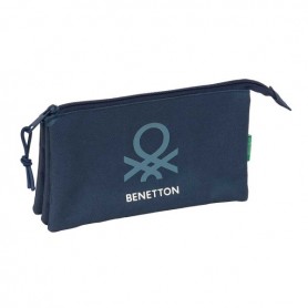 SAFTA BENETTON BASICS ANTRACITA PORTATODO - 3 COMPARTIMENTOS CON CREMALLERAS - BOLSILLO INTERIOR - 0.6L - 220X30X120MM - AZUL MA
