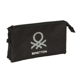 SAFTA BENETTON BASICS PORTATODO - 3 COMPARTIMENTOS CON CREMALLERAS - BOLSILLO INTERIOR - 0.6L - 220X30X120MM - NEGRO