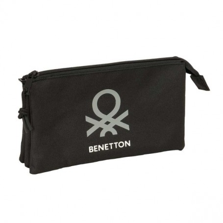 SAFTA BENETTON BASICS PORTATODO - 3 COMPARTIMENTOS CON CREMALLERAS - BOLSILLO INTERIOR - 0.6L - 220X30X120MM - NEGRO