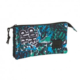 SAFTA GRAFFITI GO PORTATODO - 3 COMPARTIMENTOS CON CREMALLERAS - BOLSILLO INTERIOR - 0.60L - 220X30X120MM - AZUL OSCURO