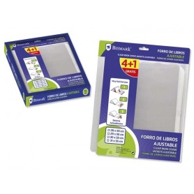 BISMARK PACK DE 5 FORROS PARA LIBROS 290MM DE POLIPROPILENO - SOLAPA AJUSTABLE - FACIL FORRADO EN 3 PASOS - SIN NECESIDAD DE COR