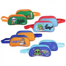 BISMARK LOVELY ANIMALS PORTATODO OVALADO A 2 COLORES - 3 COMPARTIMENTOS - 4 DISEÑOS DIFERENTES