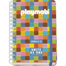 DOHE PLAYMOBIL UNITE AS ONE AGENDA ESCOLAR 25/26 ESPIRAL WIRE’O A5 - SEMANA VISTA - PAPEL 80G/M2 - 4 HOJAS DE PEGATINAS - CUBIE
