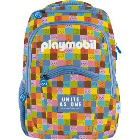 DOHE PLAYMOBIL UNITE AS ONE MOCHILA ESCOLAR - COMPARTIMENTO PRINCIPAL CON BOLSILLO ACOLCHADO - BOLSILLOS LATERALES PARA BEBIDAS 