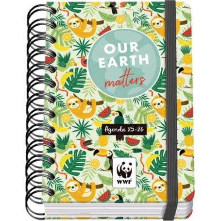 DOHE WWF TROPIC AGENDA ESCOLAR 25/26 ESPIRAL WIRE’O A6 - DIA PAGINA - PAPEL 80G/M2 - 4 HOJAS DE PEGATINAS - CUBIERTA DE CARTON 