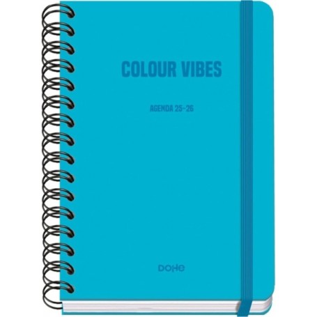DOHE COLOUR VIBES AGENDA ESCOLAR 25/26 ESPIRAL WIRE’O A5 - SEMANA VISTA - PAPEL 80G/M2 - 4 HOJAS DE PEGATINAS - CUBIERTA DE CAR