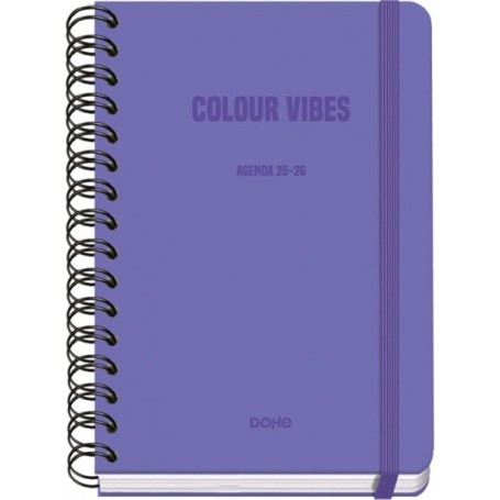 DOHE COLOUR VIBES AGENDA ESCOLAR 25/26 ESPIRAL WIRE’O A5 - SEMANA VISTA - PAPEL 80G/M2 - 4 HOJAS DE PEGATINAS - CUBIERTA DE CAR