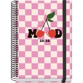 DOHE CHERRY AGENDA ESCOLAR 25/26 ESPIRAL A5 - SEMANA VISTA - PAPEL 70G/M2 - 4 HOJAS DE PEGATINAS - CUBIERTA DE CARTON PLASTIFICA