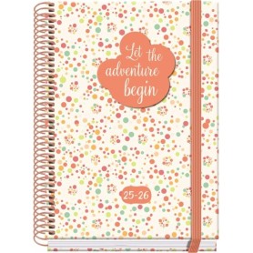 DOHE BUBBLES AGENDA ESCOLAR 25/26 ESPIRAL A5 - SEMANA VISTA - PAPEL 70G/M2 - 4 HOJAS DE PEGATINAS - CUBIERTA DE CARTON PLASTIFIC
