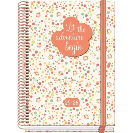 DOHE BUBBLES AGENDA ESCOLAR 25/26 ESPIRAL A5 - SEMANA VISTA - PAPEL 70G/M2 - 4 HOJAS DE PEGATINAS - CUBIERTA DE CARTON PLASTIFIC