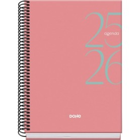 DOHE SYSTEM AGENDA ESCOLAR 25/26 ESPIRAL A5 - SEMANA VISTA - PAPEL 70G/M2 - CUBIERTA DE CARTON PLASTIFICADO - ROSA