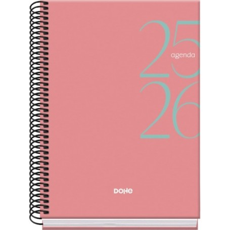 DOHE SYSTEM AGENDA ESCOLAR 25/26 ESPIRAL A5 - SEMANA VISTA - PAPEL 70G/M2 - CUBIERTA DE CARTON PLASTIFICADO - ROSA