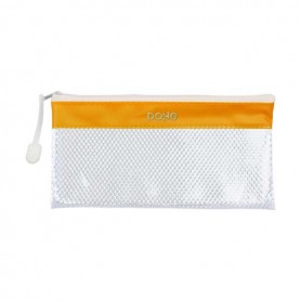 DOHE BOLSA APAISADA TAMAÑO 22X11CM - FABRICADA EN PVC - RESISTENTE AL AGUA - IDEAL PARA VIAJES - CIERRE DE CREMALLERA - BAND