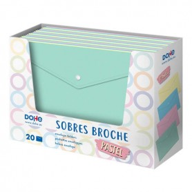 DOHE EXPOSITOR DE 20 SOBRES BROCHE TAMAÑO FOLIO - 200 MICRAS - COLORES SURTIDOS