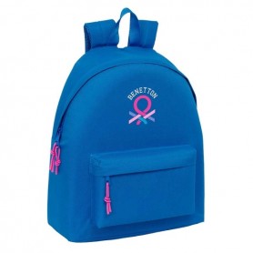SAFTA BENETTON BASICS AZULINA MOCHILA - BOLSILLO FRONTAL - HOMBRERAS ACOLCHADAS - DOBLE TIRADOR EN CREMALLERA - ASA DE MANO SUPE