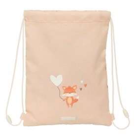 SAFTA FLORES SACO PLANO - BOLSILLO CON CREMALLERA - CIERRE CON CORDONES - 3L - 260X10X340MM - MELOCOTON