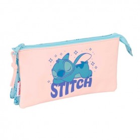 SAFTA STITCH OHANA PORTATODO - 3 COMPARTIMENTOS CON CREMALLERAS - BOLSILLO INTERIOR - 0.6L - 220X30X120MM - AZUL CLARO