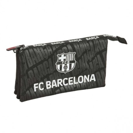 SAFTA F.C.BARCELONA PORTATODO - 3 COMPARTIMENTOS CON CREMALLERAS - BOLSILLO INTERIOR - 0.6L - 220X30X120MM - NEGRO