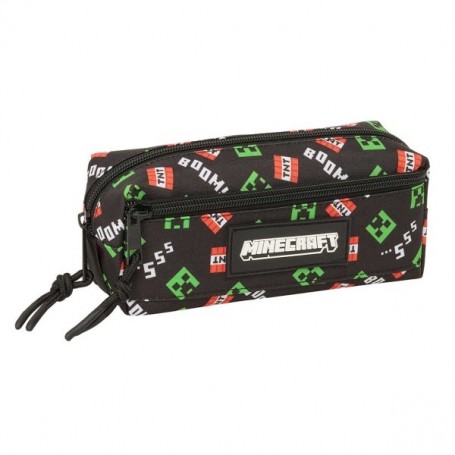 SAFTA MINECRAFT PORTATODO - 3 COMPARTIMENTOS CON CREMALLERAS - GOMA ELASTICA - 0.98L - 220X60X85MM - NEGRO