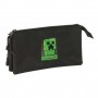SAFTA MINECRAFT PORTATODO - 3 COMPARTIMENTOS CON CREMALLERAS - BOLSILLO INTERIOR - 0.6L - 220X30X120MM - NEGRO