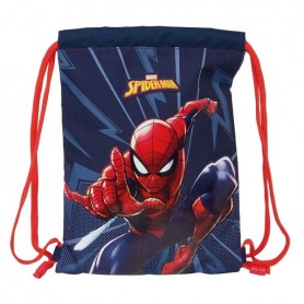 SAFTA SPIDER-MAN SACO PLANO - BOLSILLO CON CREMALLERA - CIERRE CON CORDONES - 3L - LIGERO Y COMPACTO - 260X10X340MM - AZUL MARIN
