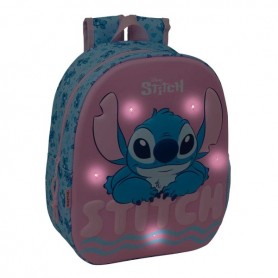 SAFTA STITCH MOCHILA 3D - LUCES LED - HOMBRERAS ACOLCHADAS - ASA SUPERIOR COMODA - PORTABOTELLAS - 8.64L - 270X100X330MM - AZUL