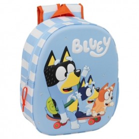 SAFTA BLUEY MOCHILA 3D - LUCES LED INTEGRADAS - BOLSILLO LATERAL - HOMBRERAS ACOLCHADAS - ASA SUPERIOR - 27X10X33CM - AZUL