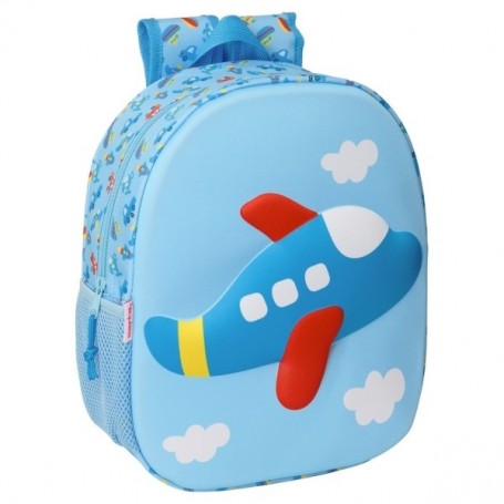 SAFTA AVION MOCHILA 3D - PORTABOTELLAS - HOMBRERAS ACOLCHADAS - ASA SUPERIOR - AZUL CLARO