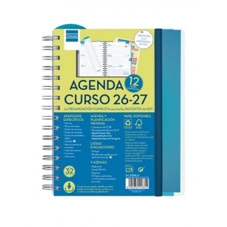 FINOCAM MAGISTRAL AGENDA ESCOLAR 26/27 - SEMANA VISTA HORIZONTAL - FORMATO 4º - 155X212MM - TAPAS DE POLIPROPILENO - PAPEL DE 8