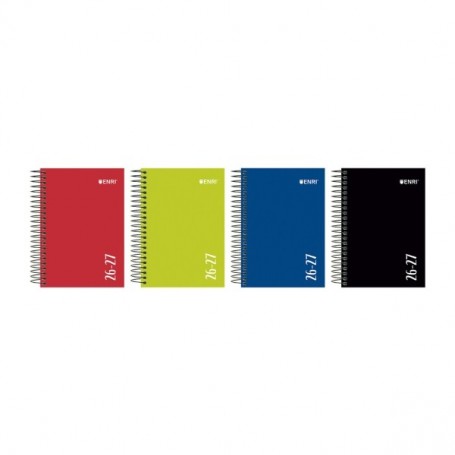ENRI AGENDA ESCOLAR CON ESPIRAL - CASTELLANO - TAPA EXTRADURA - FORMATO OCTAVO - DIA PAGINA - ACABADO BRILLANTE - COLORES SURTID
