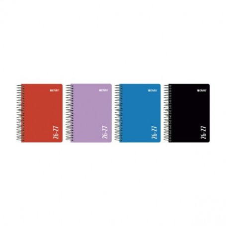 ENRI AGENDA ESCOLAR CON ESPIRAL - CASTELLANO - TAPA DE PLASTICO - FORMATO OCTAVO - DIA PAGINA - COLORES SURTIDOS