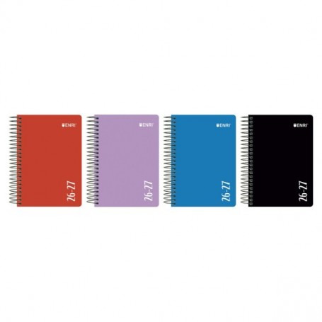ENRI AGENDA ESCOLAR CON ESPIRAL - CASTELLANO - TAPA DE PLASTICO - FORMATO CUARTILLA - DIA PAGINA - COLORES SURTIDOS