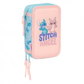 SAFTA STITCH OHANA PLUMIER DE 3 PISOS - 37 PIEZAS - 1.3L - GOMA - LAPIZ - BOLIGRAFOS - SACAPUNTAS - REGLAS - 16 COLORES - 14 ROT