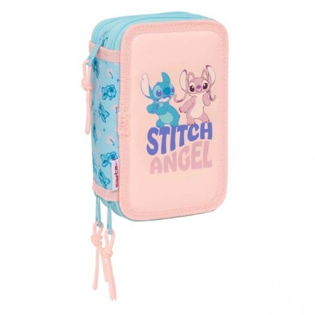 SAFTA STITCH OHANA PLUMIER DE 3 PISOS - 37 PIEZAS - 1.3L - GOMA - LAPIZ - BOLIGRAFOS - SACAPUNTAS - REGLAS - 16 COLORES - 14 ROT