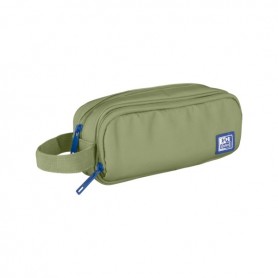 OXFORD B-SMART ESTUCHE PORTATODO - 3 COMPARTIMENTOS - ASA LATERAL - FABRICADO EN MATERIAL RECICLADO - VERDE SAFARI